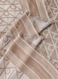 Beige Emblem Jacquard Square Modal Scarf  Women