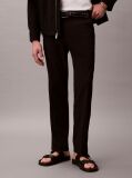 Black Straight Seersucker Trousers  Men