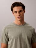 Grey Textured Stripe Crew Neck T-Shirt  Men