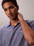 Blue Textured Stripe Polo Shirt  Men