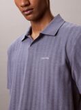 Blue Textured Stripe Polo Shirt  Men