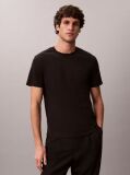 Black Slim Fit Logo Patch Fluid Cotton T-Shirt  Men