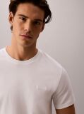 White Slim Fit Logo Patch Fluid Cotton T-Shirt  Men