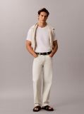 White Slim Fit Logo Patch Fluid Cotton T-Shirt  Men