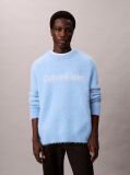 Blue Brushed Alpaca Wool Blend Monogram Logo Sweater  Men