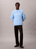 Blue Brushed Alpaca Wool Blend Monogram Logo Sweater  Men