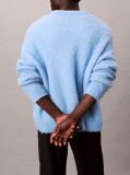 Blue Brushed Alpaca Wool Blend Monogram Logo Sweater  Men