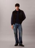 Black Nylon Cotton Varsity Bomber Jacket  Men