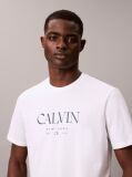 White Calvin Crewneck Graphic Tee  Men