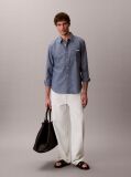 Blue Chambray Long Sleeve Shirt  Men