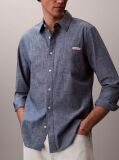 Blue Chambray Long Sleeve Shirt  Men