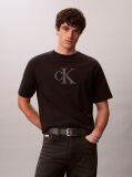 Μαύρο T-shirt Με Άνετη Γραμμή Και Λογότυπο Appliqué  Άνδρας