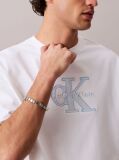 Λευκό T-shirt Με Άνετη Γραμμή Και Λογότυπο Appliqué  Άνδρας