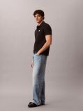 Black Classic Fit Micro Waffle Knit Polo Shirt  Men