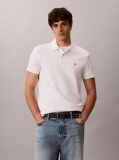 White Classic Fit Micro Waffle Knit Polo Shirt  Men