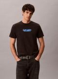 Black Logo Graphic Washed Crew Neck T-Shirt  Men