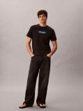 Black Logo Graphic Washed Crew Neck T-Shirt  Men