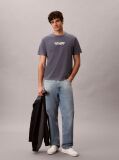 Blue Logo Graphic Washed Crew Neck T-Shirt  Men