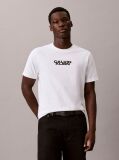 White Logo Graphic Washed Crew Neck T-Shirt  Men