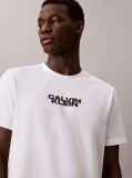 White Logo Graphic Washed Crew Neck T-Shirt  Men