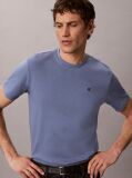 Μπλε T-Shirt Με Κεντημένο Μονόγραμμα Και Στρογγυλή Λαιμόκοψη  Άνδρας