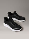 Black Lace-Up Trainers With Mixed Textures  Men