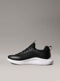Black Lace-Up Trainers With Mixed Textures  Men