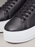 Μαύρο Δερμάτινα Sneakers Με Πλατφόρμα  Γυναίκα