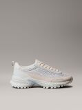 White Lace-Up Technical Trainers With Mixed Textures  Women