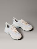White Lace-Up Technical Trainers With Mixed Textures  Women