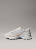 White Lace-Up Technical Trainers With Mixed Textures  Women