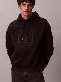 Black Heavy Jersey Logo Hoodie  Men
