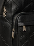 Black Embossed Logo Dome Backpack  Men