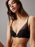 Black Lace Demi Plunge Bra  Women