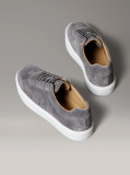 Grey Leather Trainers  Men