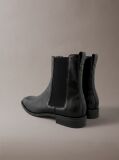 Black Leather Almond Toe Chelsea Boots  Men