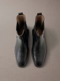 Black Leather Almond Toe Chelsea Boots  Men