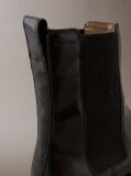 Black Leather Almond Toe Chelsea Boots  Men
