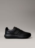 Black Laceup Leather Trainers  Men