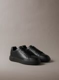 Black Leather Durable Traction Chunky Sneakers  Men