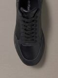 Black Leather Chunky Dad Sneakers  Men