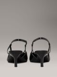 Black Leather Square Toe Slingback Pumps  Women
