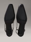 Black Leather Square Toe Slingback Pumps  Women
