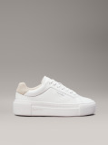 White Leather Platform Trainers  Women