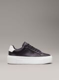 Μαύρο Δερμάτινα Sneakers Με Πλατφόρμα  Γυναίκα