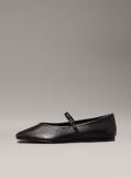 Black Leather Mary Jane Ballerinas  Women