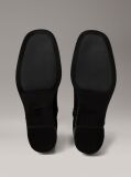 Black Leather Square Toe Zip Ankle Boots  Women