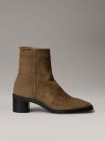 Brown Suede Square Toe Zip Ankle Boots  Women