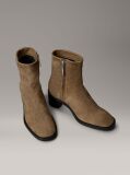 Brown Suede Square Toe Zip Ankle Boots  Women