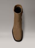 Brown Suede Square Toe Zip Ankle Boots  Women